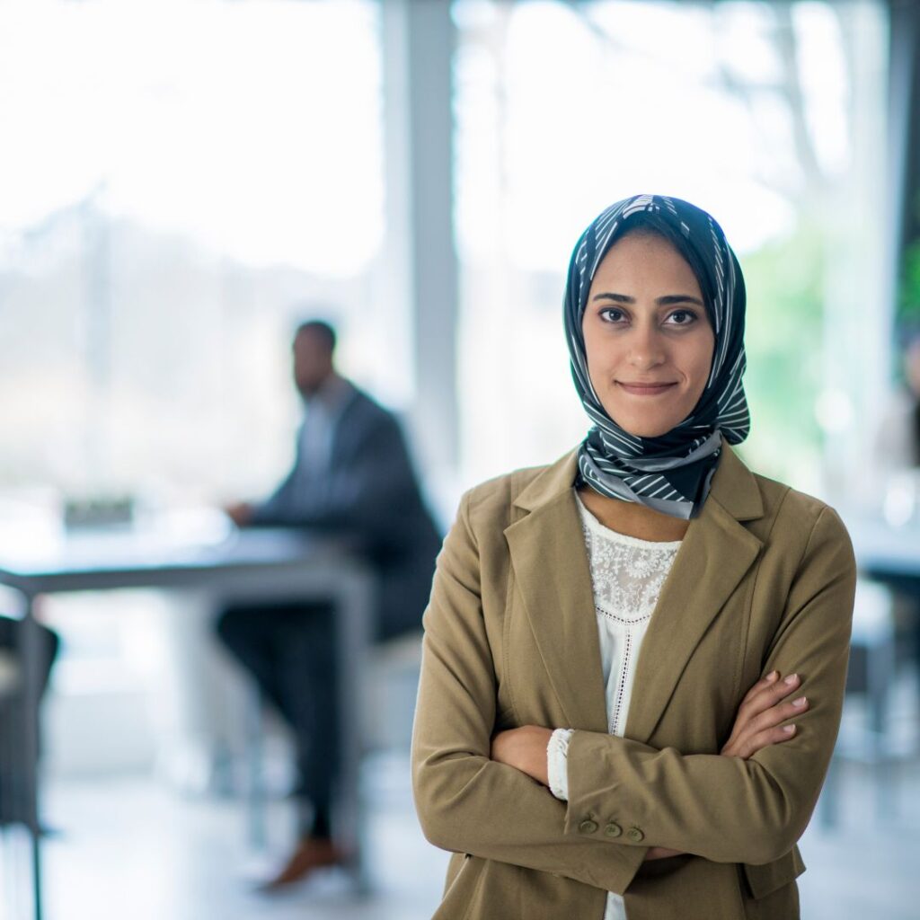 middle-eastern immigrant with headscarf