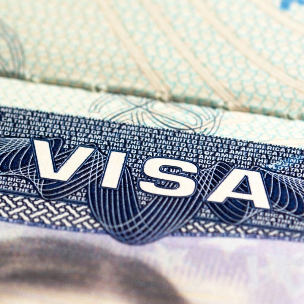 close up of US visa