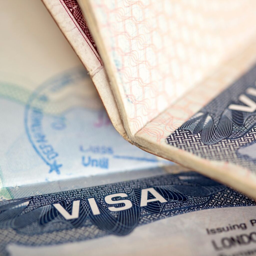 Closeup of visas
