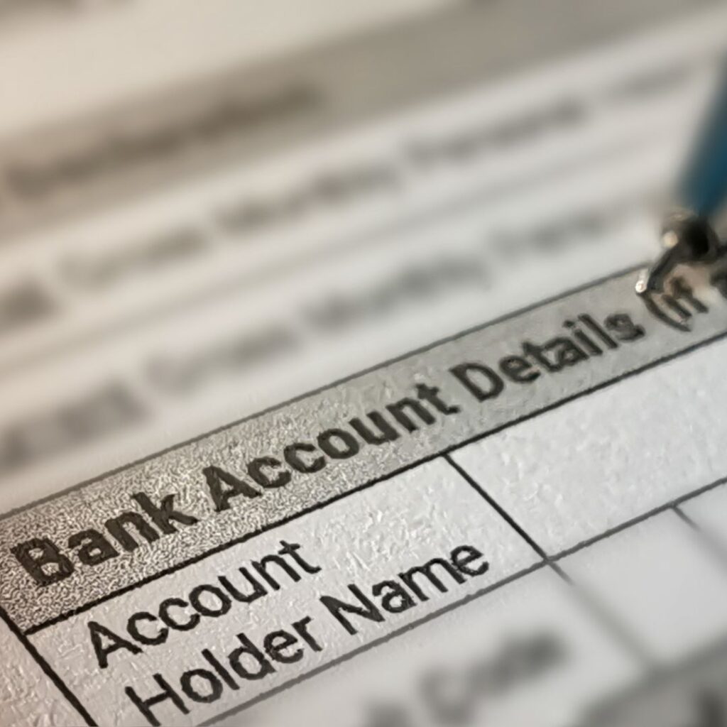 close up of a bank form