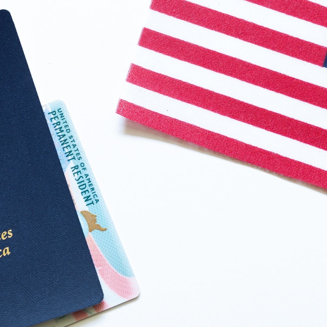 American Flag and Permanent Resident Card