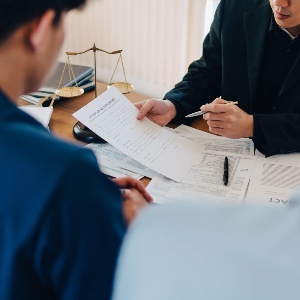 lawyer helping with paperwork