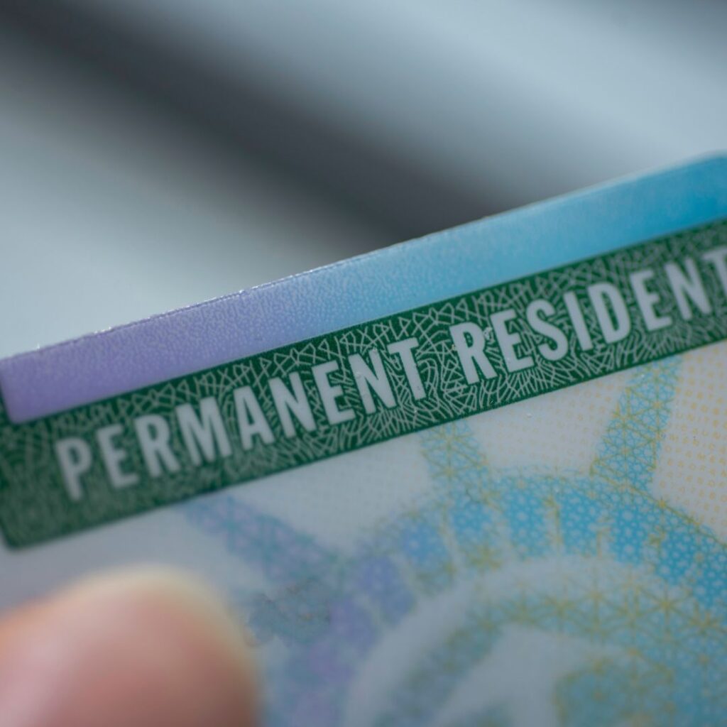 Closeup of green card